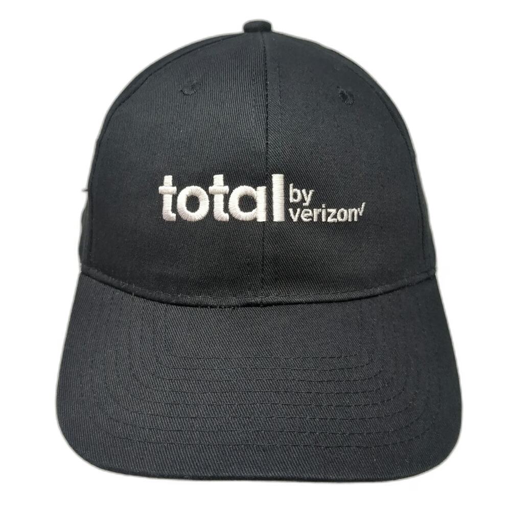 Hit Total by Verizon Logo Embroidered Black Baseball Cap Hat One Size Strapback